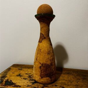 Handcrafted Cork Wrapped Green Bottle - Natural Brown